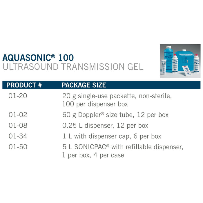 Aquasonic Ultrasound Gel, High Viscosity, 5 Li - 01-50-Single - LL Medico