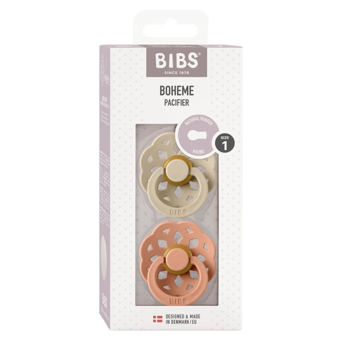 Bibs Round Boheme Natural Dummy Pacifier - Vanilla/Peach