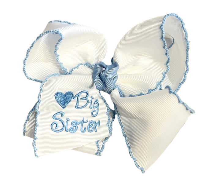 Big Sister Crochet Edge Bow - Blue