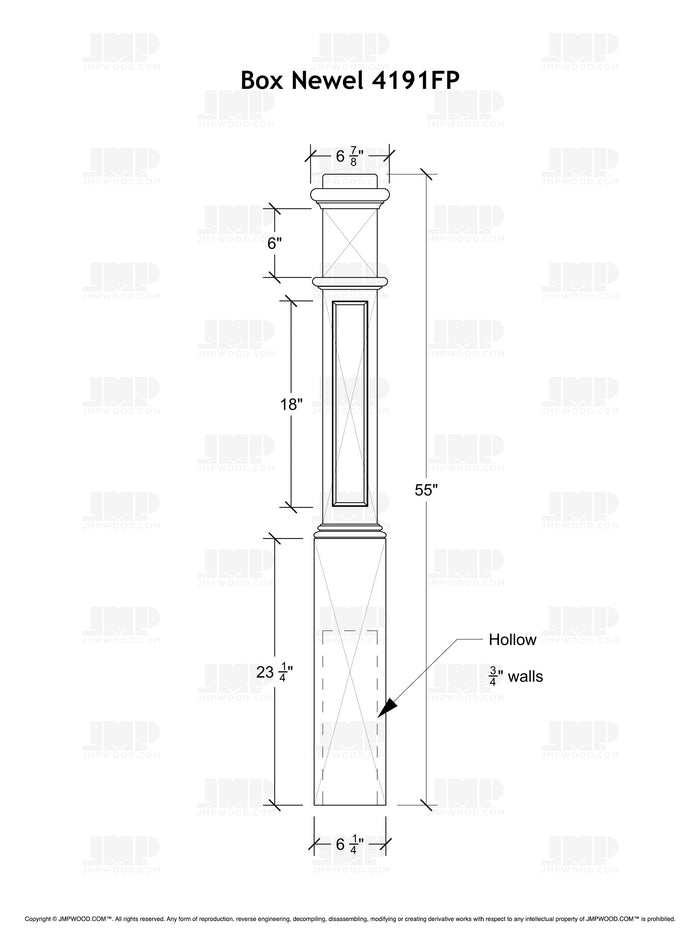 Box Newel 4191FP - Flat Panel (6-1/4")