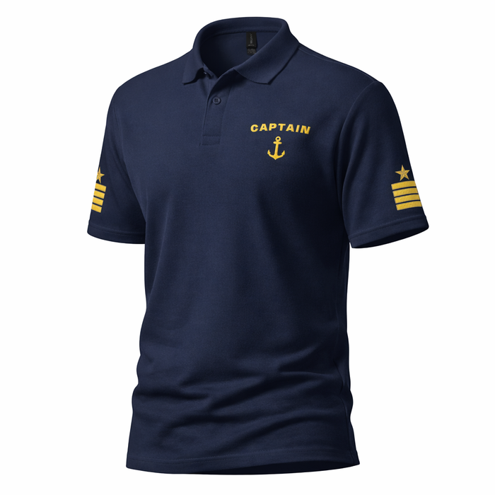 Captain Uniform Polo Shirt with Star & stripes Embroidery