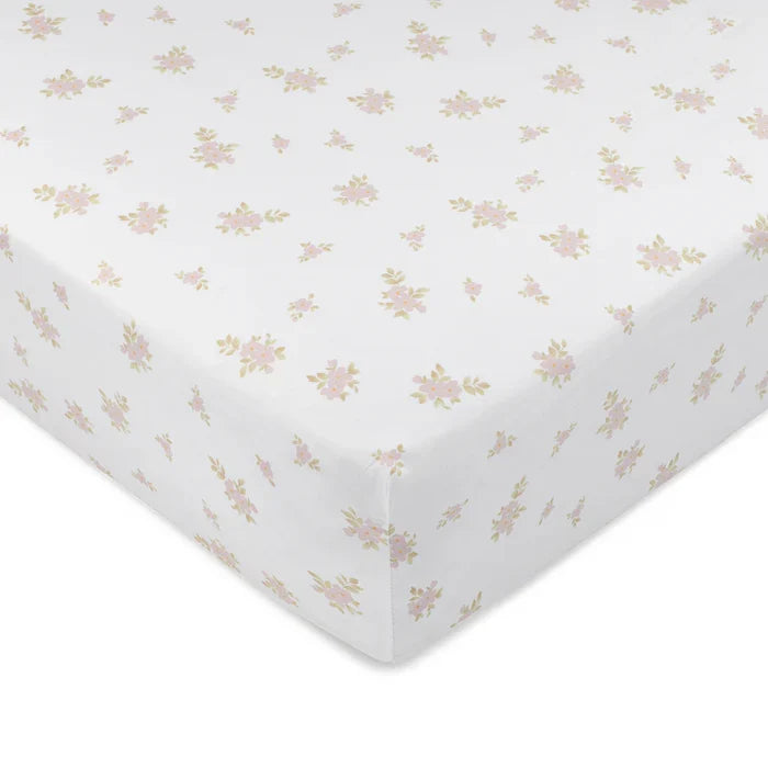 crib sheet jardin print - pink