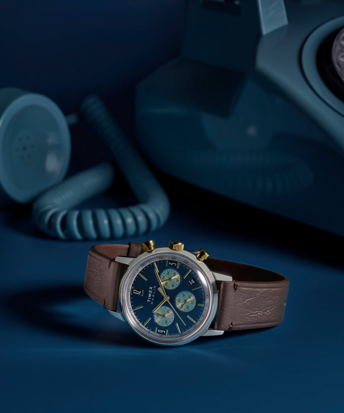 TW2W60400 Marlin® Chronograph Tachymeter 40mm Leather Strap Watch Campaign Key Silhouettes (Beauty shots) Image