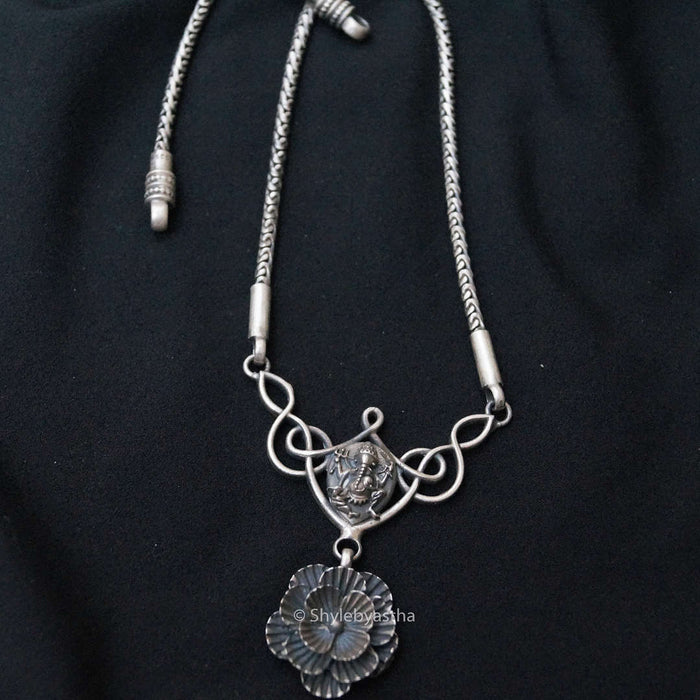 Mizoya Flower Hanging Ganesha Necklace