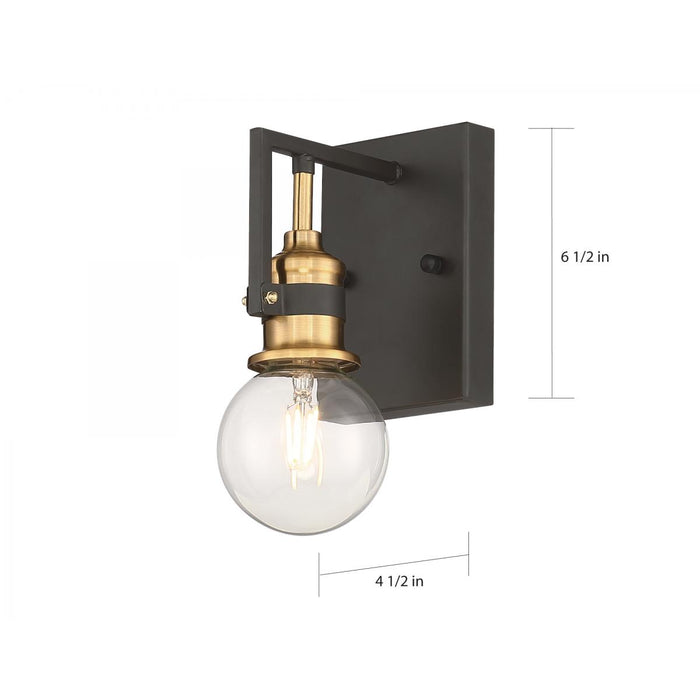 Wall Sconce Nuvo Lighting 60-6971 Intention 1 Light Vanity Sconce in Warm Brass and Black Nuvo Lighting