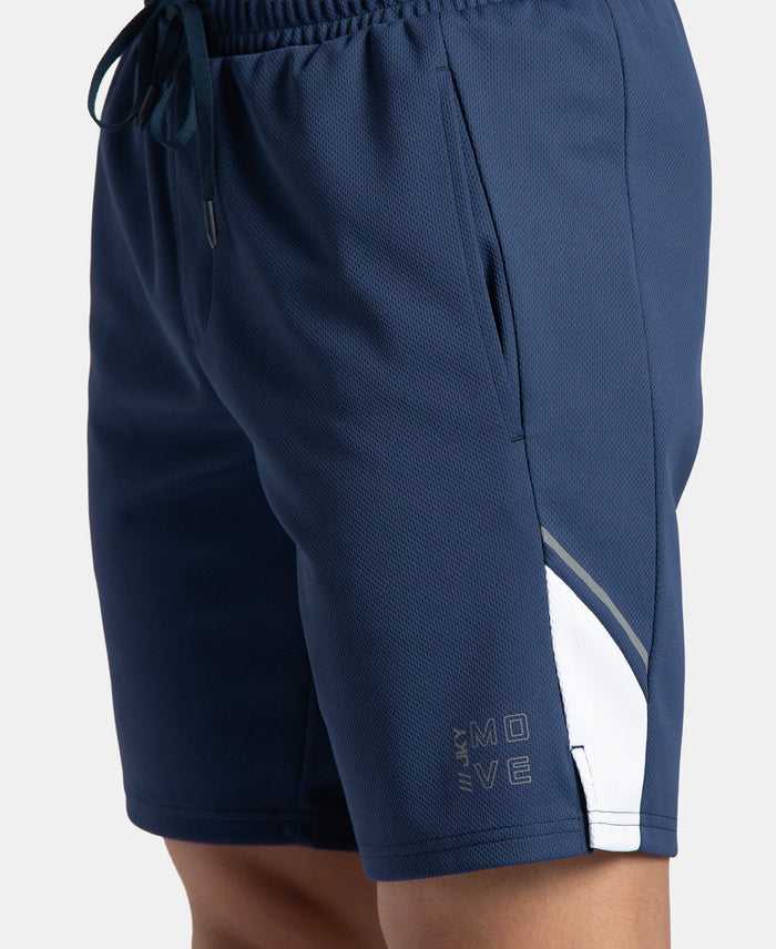 Recycled Microfiber Straight Fit Shorts with StayFresh Treatment - Navy & White