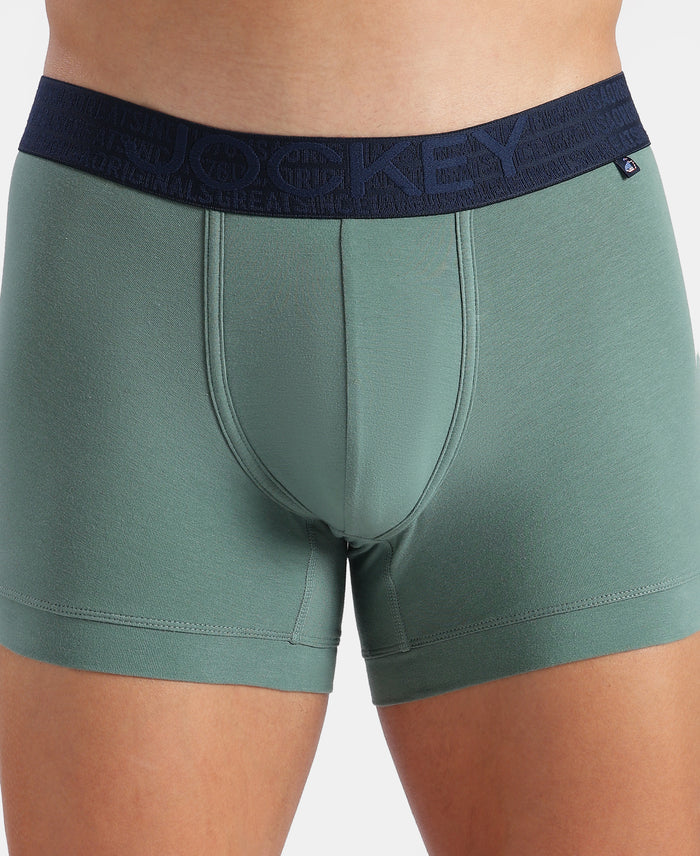 Super Combed Cotton Elastane Stretch Solid Trunk with Ultrasoft Waistband - Sage Brush Green