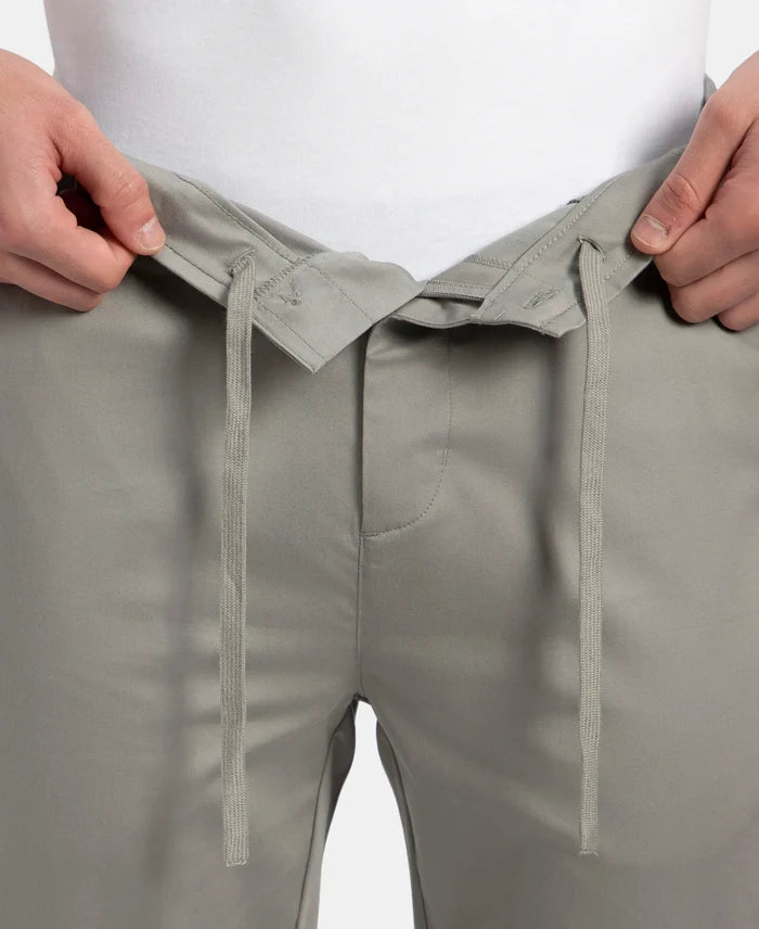 Super Combed Cotton Rich Elastane Stretch Woven Fabric Slim Fit All Day Pants - Moon Mist