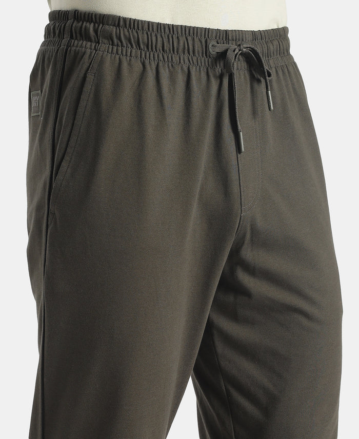 Super Combed Cotton Rich Regular Fit Trackpant with Side Pockets - Olive