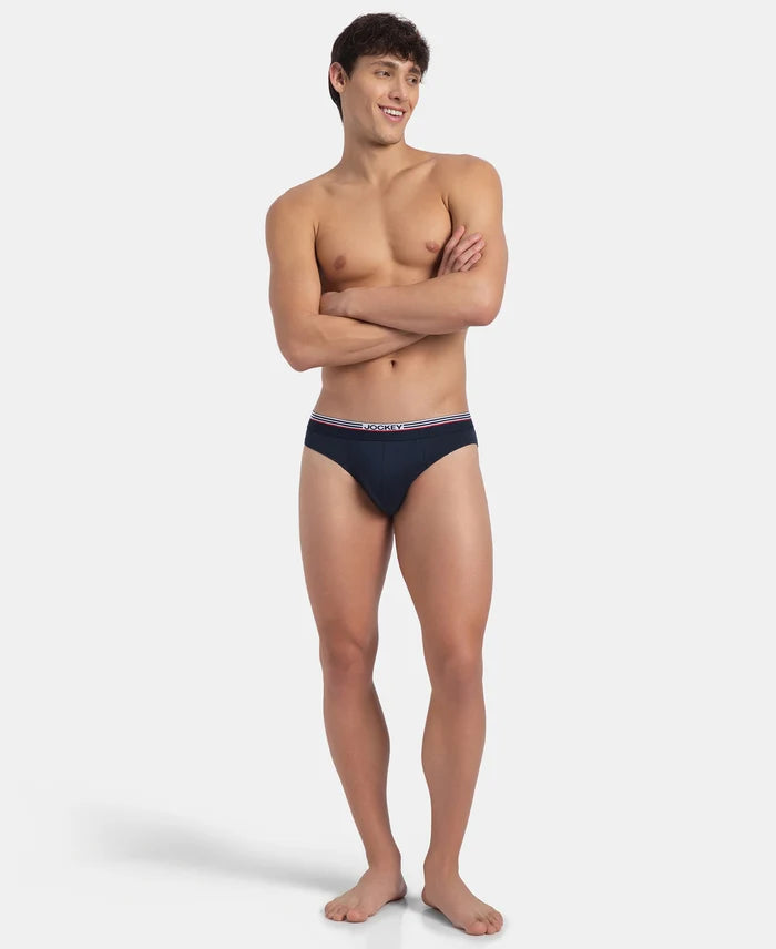 Super Combed Cotton Solid Brief with Ultrasoft Waistband - New Navy (Pack of 2)