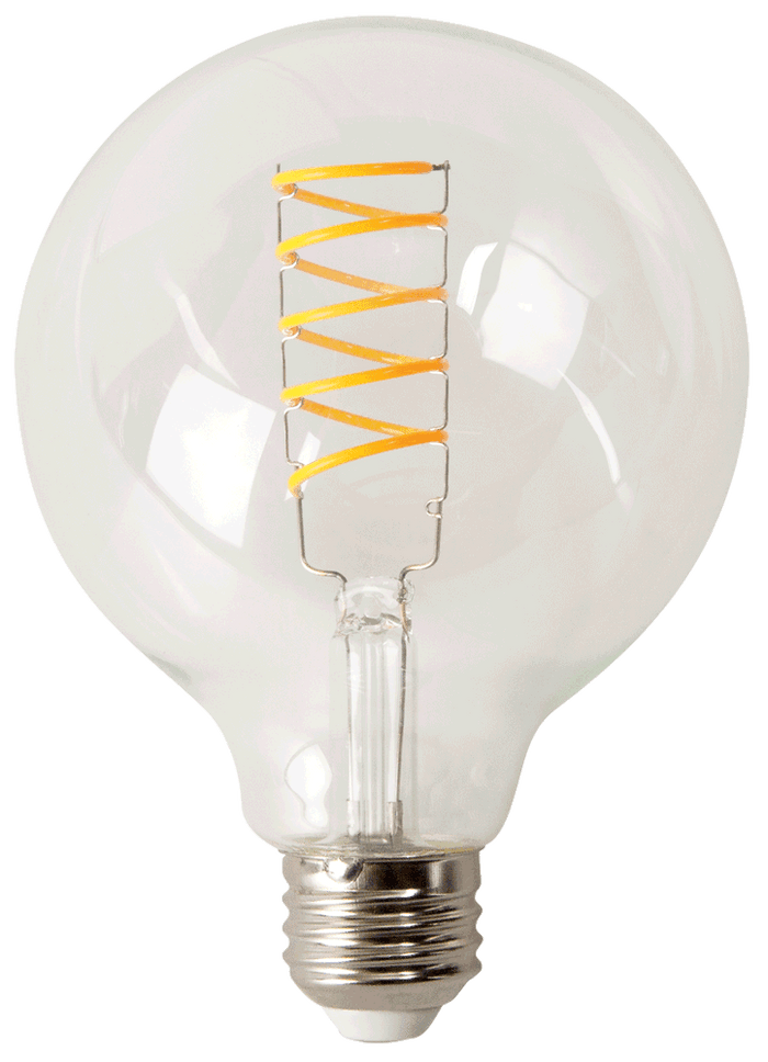 LED G30 TCP FG30D2518VC Antique White LED Spiral Filament G30 Light Bulb 3W 1800K TCP