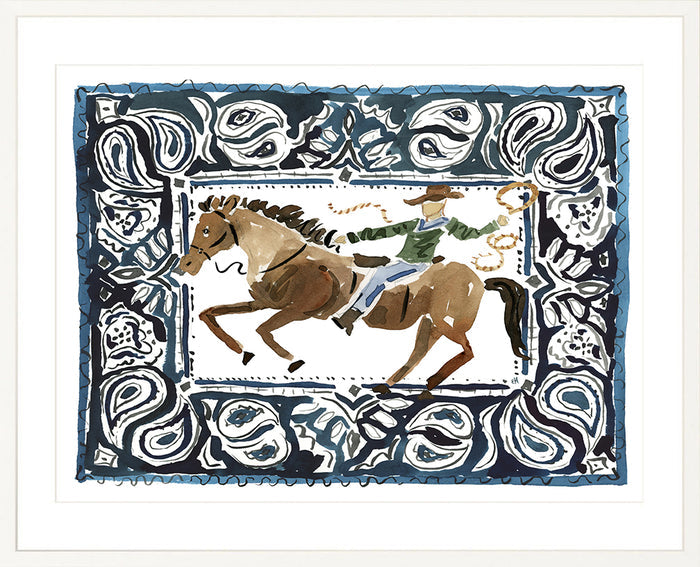 The "Rodeo Horse, Navy" Fine Art Print