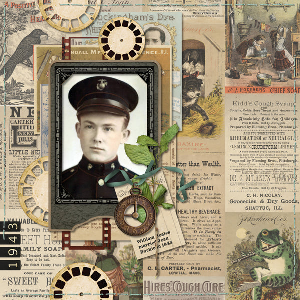 These vintage health and beauty pieces of ephemera will help you add character and warmth to your family genealogy projects. Collection includes 50 antique digital art embellishments including newspaper advertisements, antique postcards, and labels featuring children, laundry soap, vitamins, hair products, perfume, and more.
