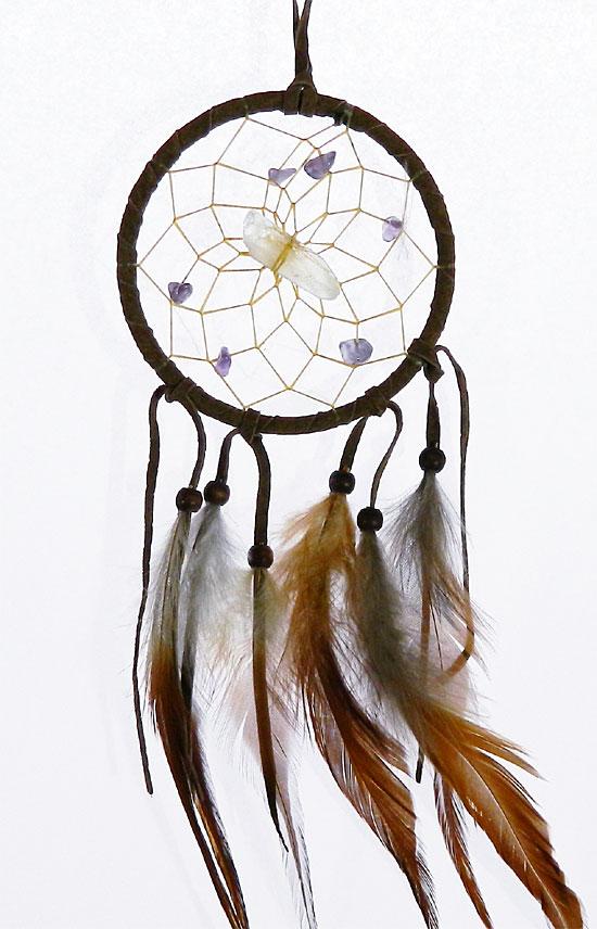 Vision Seeker Dream Catcher 3" Brown with Amethyst
