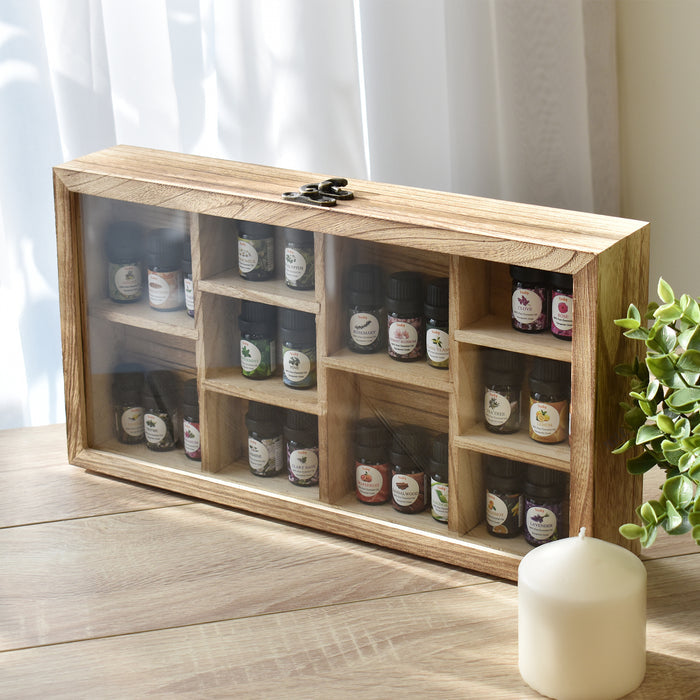 #WD8620 Hanging Wooden Display Case Hinged Glass Front Door