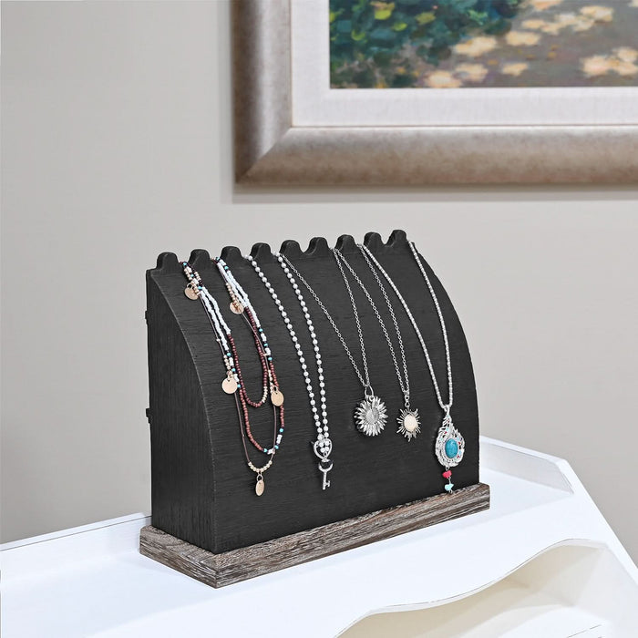 #WDJ7739BK Wooden Necklace Display Stand for 9 Necklaces, Necklace Stand, Wood Necklace Display Stand