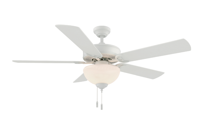 Ceiling Fan Wind River Dalton WR1423 52" Ceiling Fan in Matte Black, Nickel, Oiled Bronze, or White with Dome Light Wind River Fans