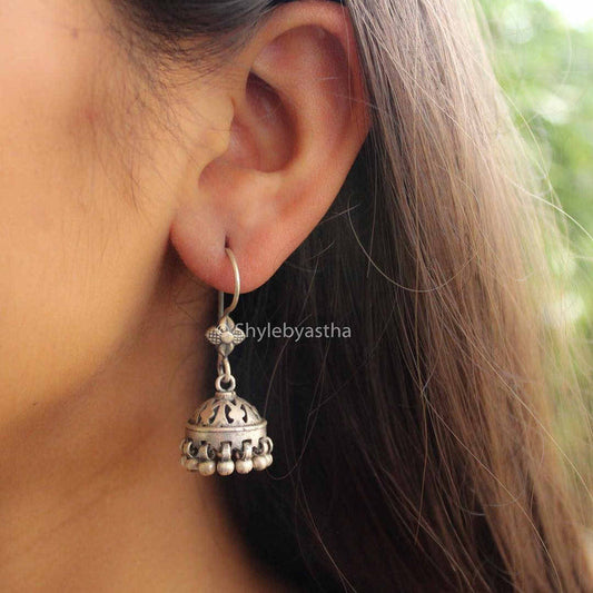 Adya Carved Fish-Hook Jhumkis