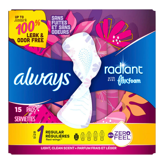 Always Radiant with FlexFoam Pads, Regular Flow, Size 1