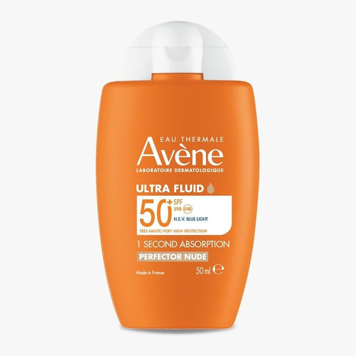 Avene Ultra Fluid SPF 50+ Perfector Nude Sunscreen , 1 Sec Absorption, UVA UVB Blue Light Protection |-50ml