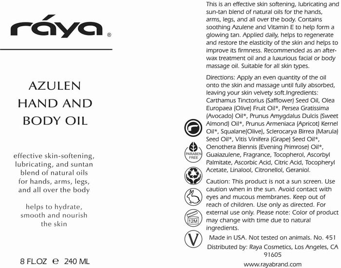 AZULEN HAND AND BODY OIL (451) RAYA SPA - rayaspa