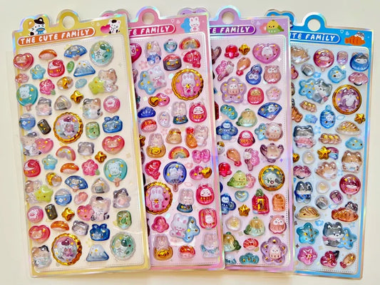 BC Mini: 3D Jewel Phone Stickers - Animal Families - Assorted