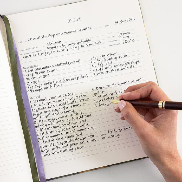 Bespoke Letterpress Heirloom Recipe Book Journal