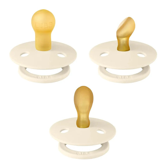 Bibs Natural Dummy Pacifier - Try It 3 Pack Anatomical, Round, Symmetrical