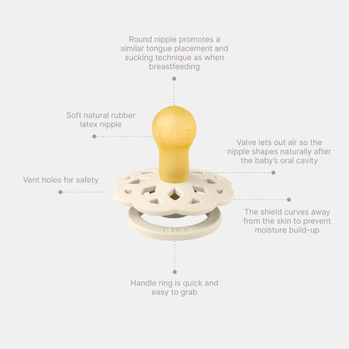 Bibs Round Boheme Natural Dummy Pacifier - Vanilla/Peach