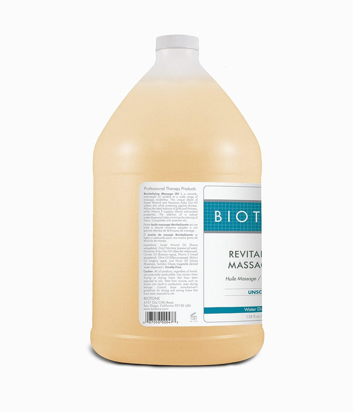 Biotone Revitalizing Massage Oil, Unscented, Water Dispersible, 128 fl oz
