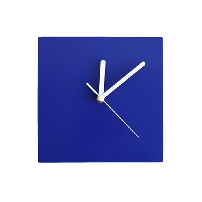 Blue Square Wood Wall Clock