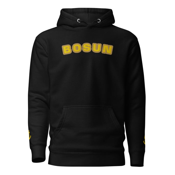 Bosun hoodie with front rank embroidery and anchor embroidery on sleeves