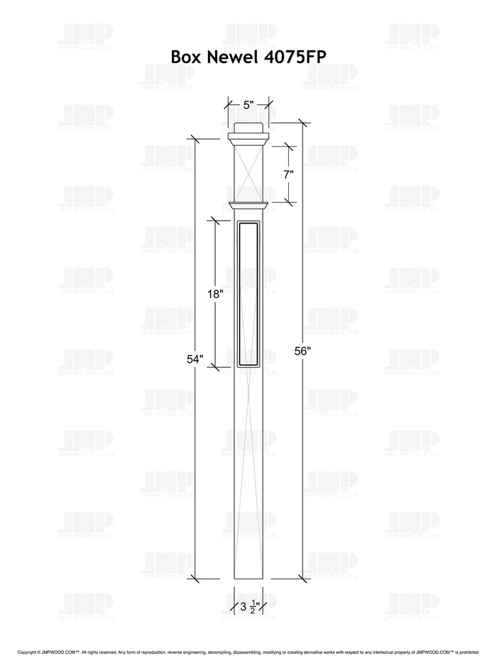 Box Newel 4075FP - Flat Panel (3-1/2")