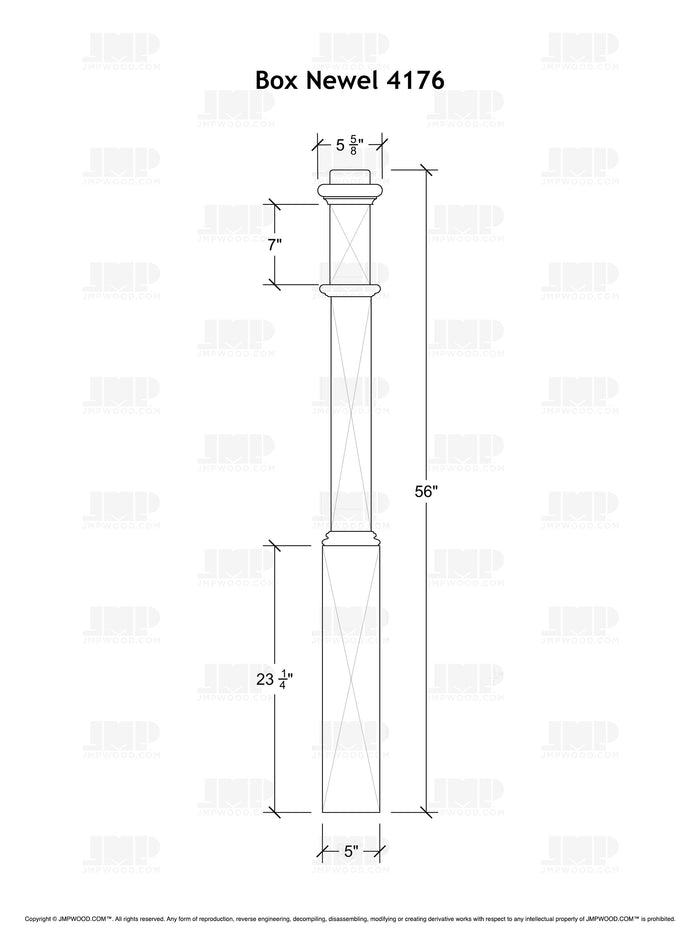 Box Newel 4176 - Adjustable Base (5")