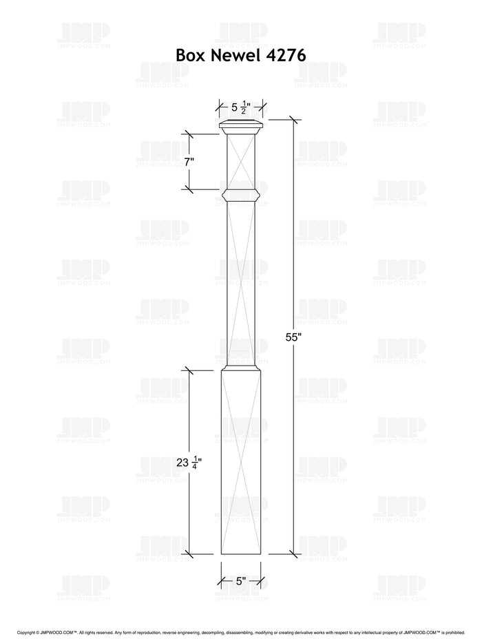 Box Newel 4276 - Adjustable Base (5")
