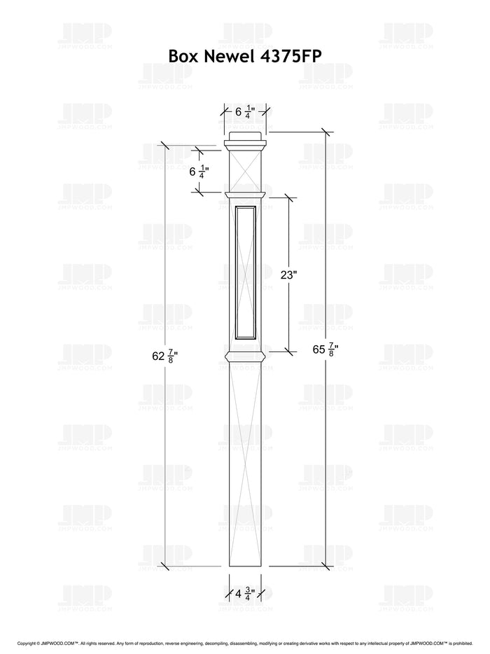 Box Newel 4375FP - Flat Panel (4-3/4")