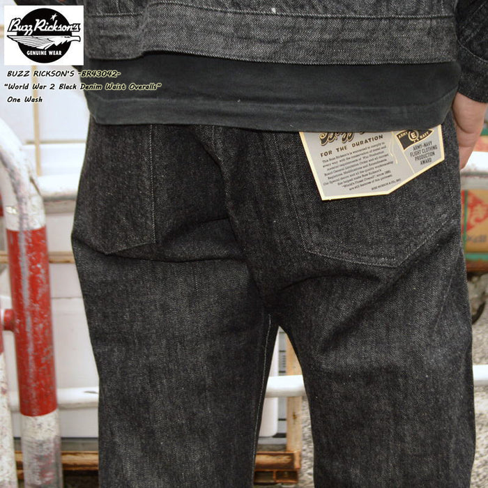 BUZZ RICKSON'S "BR43042" World War 2 Black Denim Waist Overalls