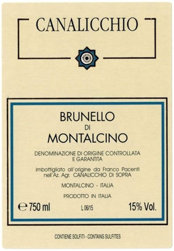 Canalicchio Brunello Di Montalcino Dry Red Wine 750ml