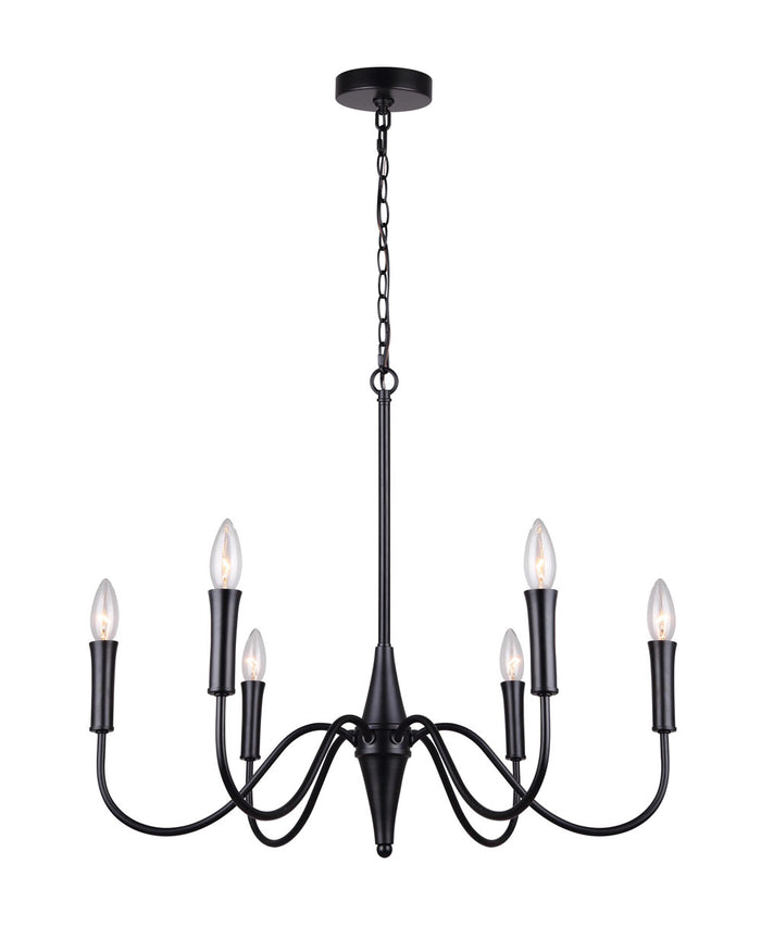 Canarm ICH1103A06BK Brielle Six Arm Chandelier in Black/Gold