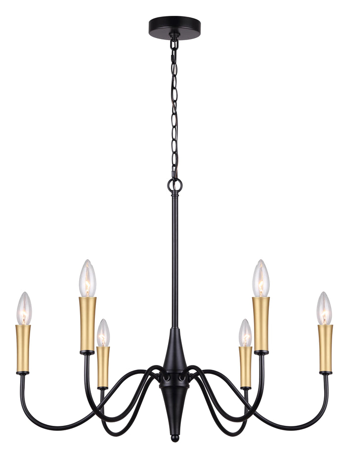 Canarm ICH1103A06BK Brielle Six Arm Chandelier in Black/Gold