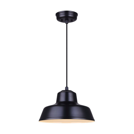 Canarm IPL1095A01BK LEVI Black Metal Farmhouse Pendant