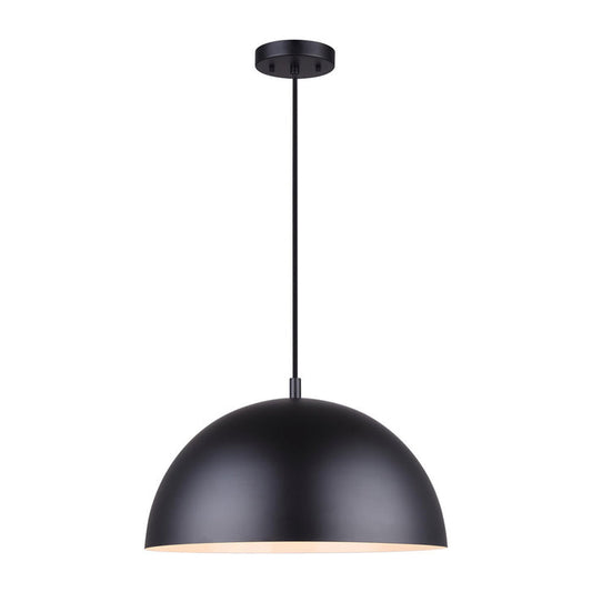 Pendant Canarm IPL734B01BK Sadie Black Metal Dome Pendant Canarm