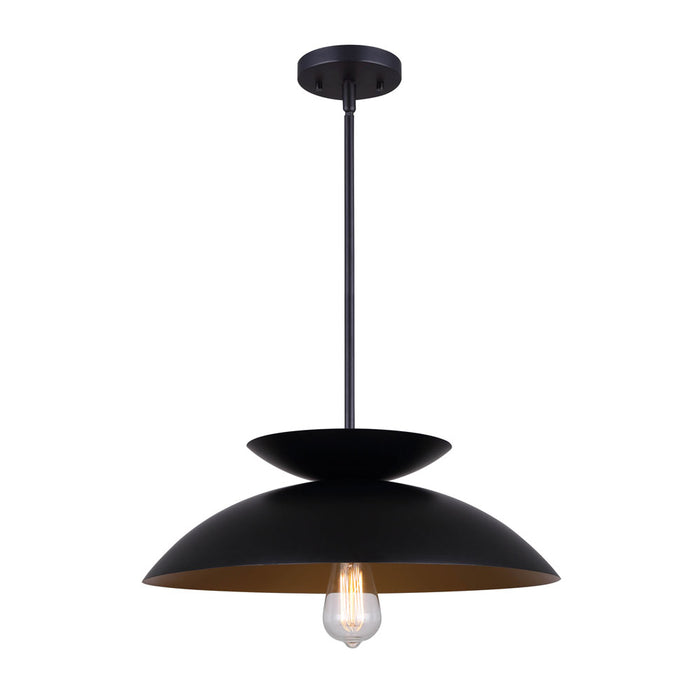 Canarm IPL786B01BK Ziva Black and Gold Metal Pendant