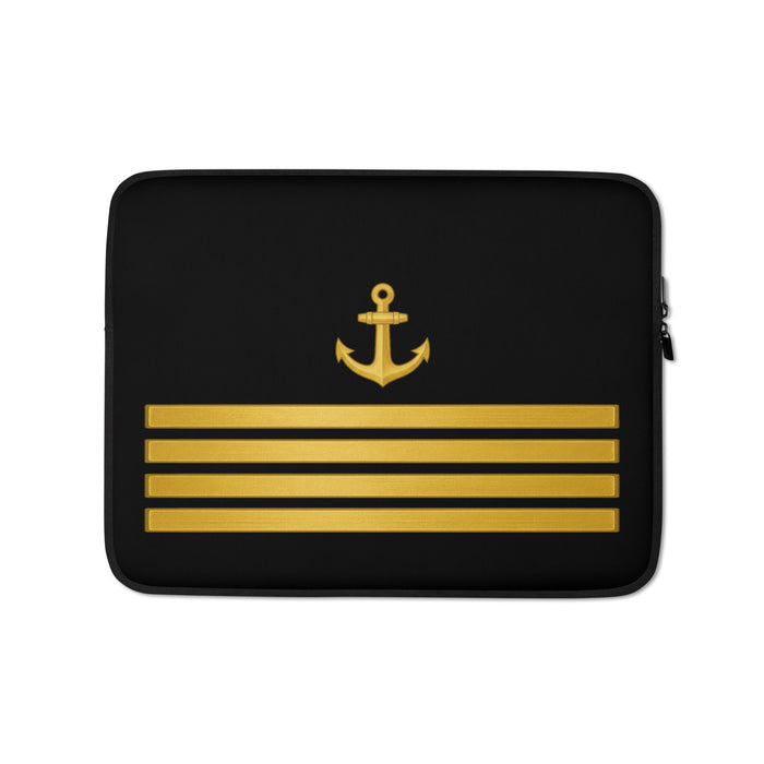 Captain laptop sleeve with anchor and four stripes design