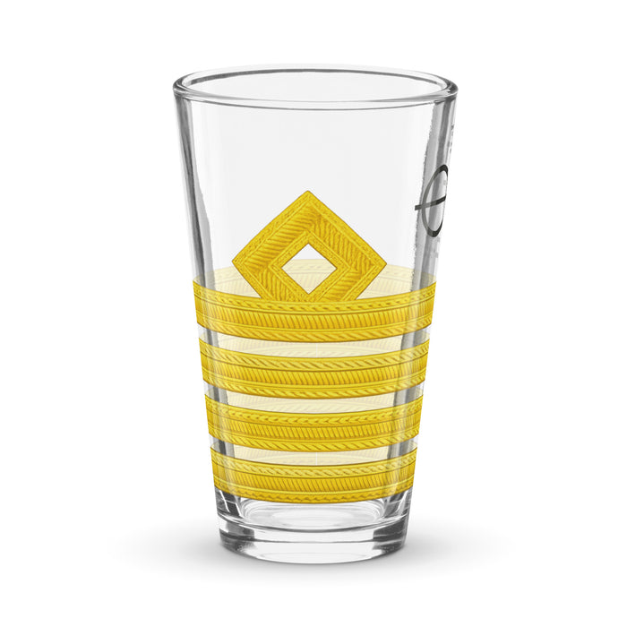 Captain pint glass with epaulette design and clear glass finish