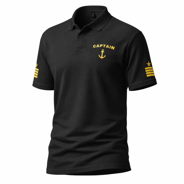 Captain Uniform Polo Shirt with Star & stripes Embroidery
