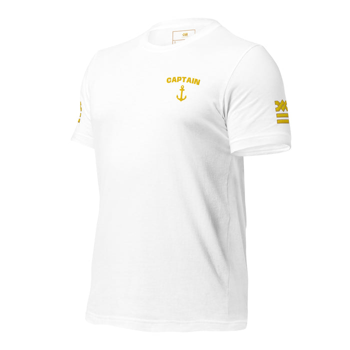 White / S / Navy