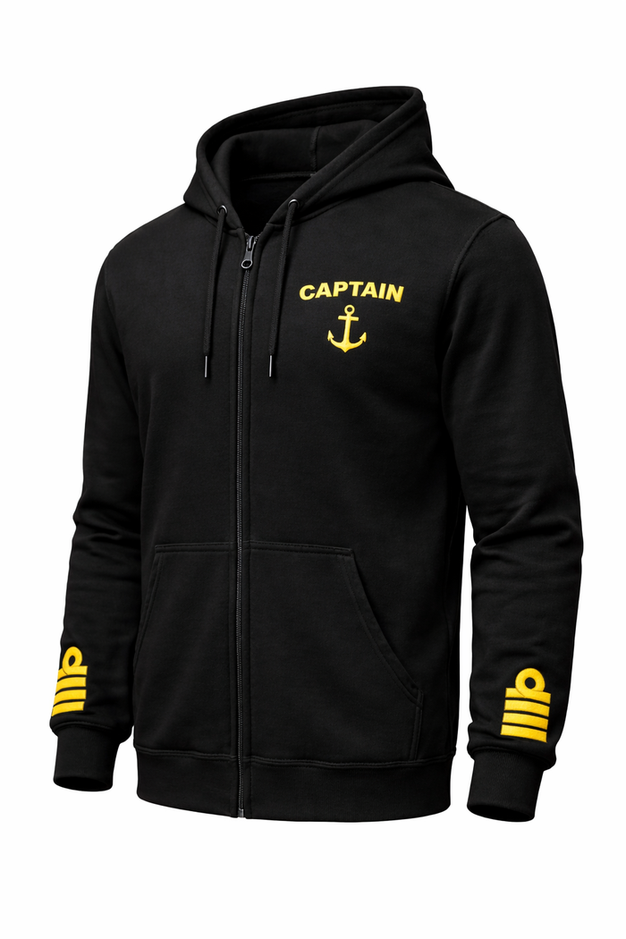 Captain Uniform Zip Hoodie with Rank Embroidery & Epaulettes