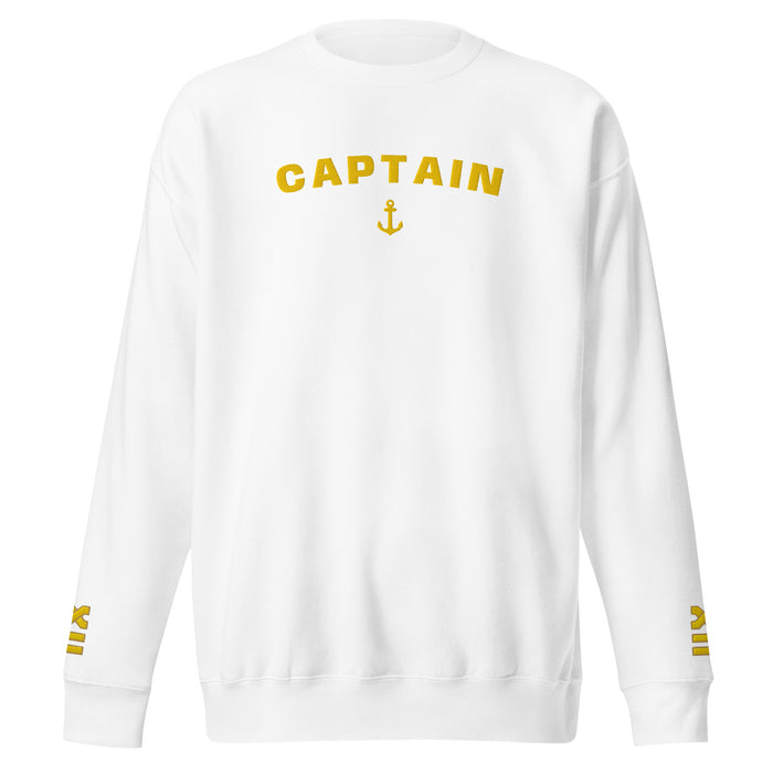 White / S / Navy