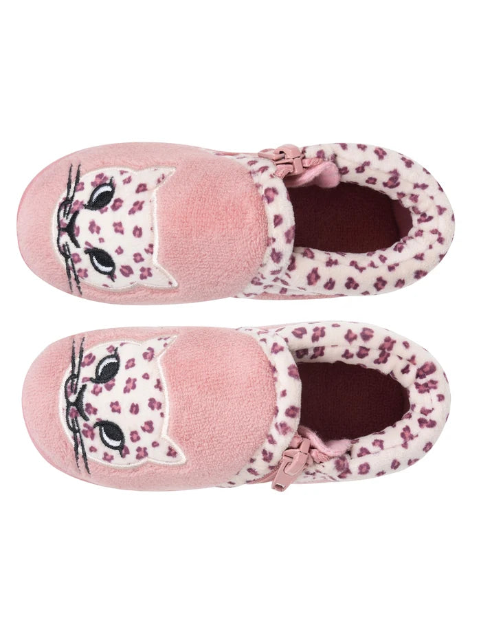 Chaussons Bottillons zip Bébé Rose Léopard